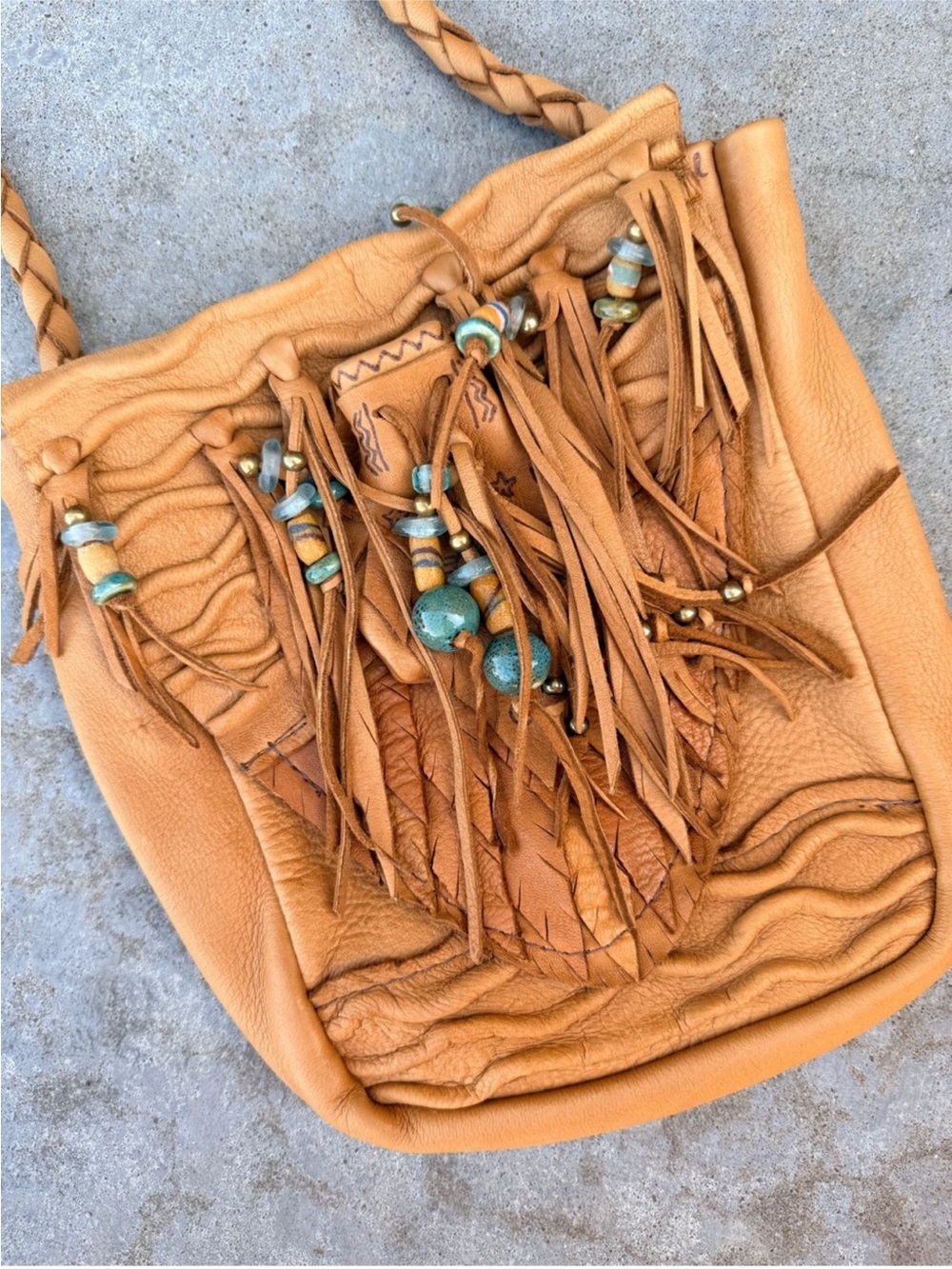 Native American Fringe Leather Crossbody Bag, Free People, Hippie, Boho